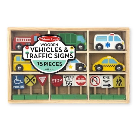 Melissa & Doug Wooden Vehicles + Traffic Signs 3177